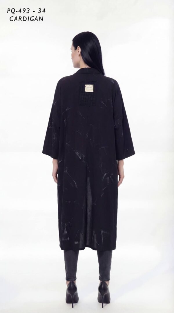 Abstract Print Open-Front Duster Cardigan