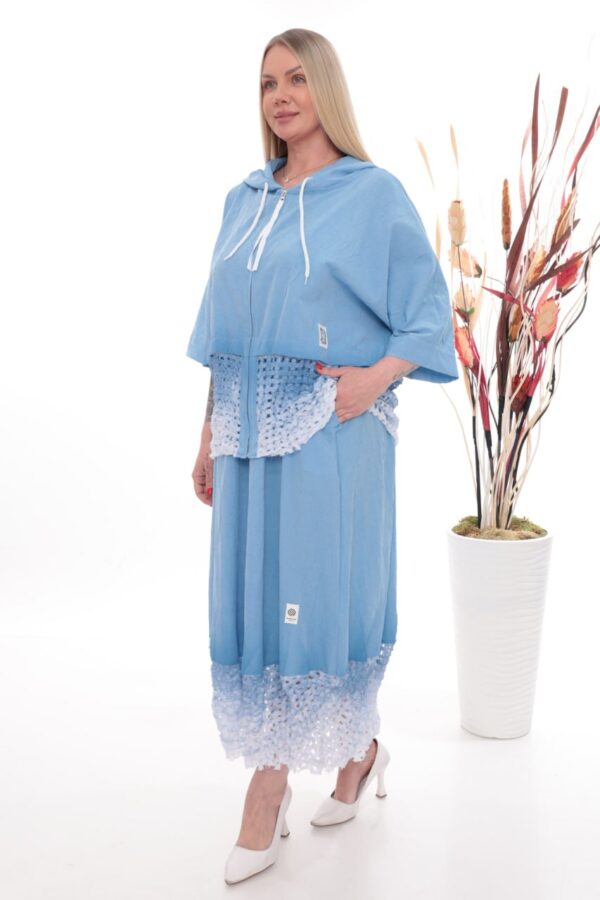 Wholesale Ombre Crochet Detail Hoodie & Skirt Set