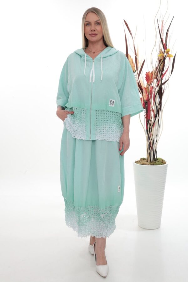Wholesale Ombre Crochet Detail Hoodie & Skirt Set