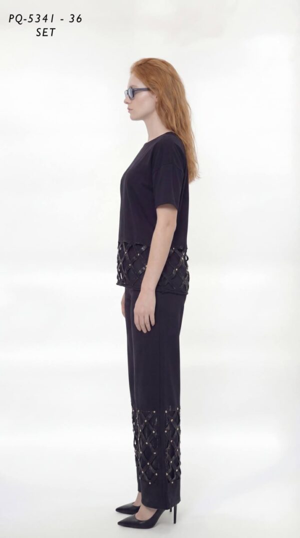 Studded Lattice Detail Two-Piece Set