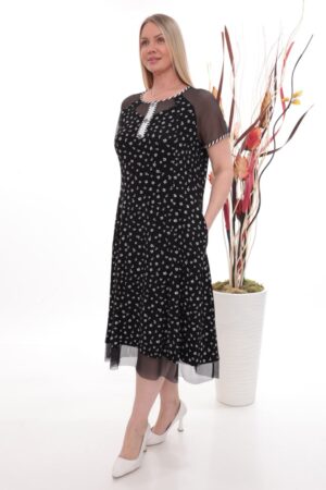 Wholesale Floral Midi Dress with Mesh Accents