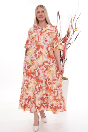 Abstract Marble Print Hooded Tunic Dress