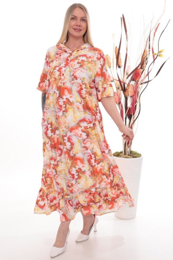 Abstract Marble Print Hooded Tunic Dress