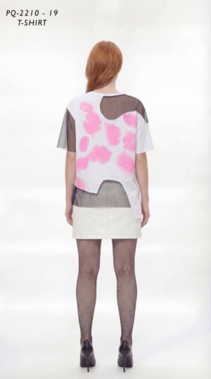 Punk Style Deconstructed Graphic T-Shirt with Mesh