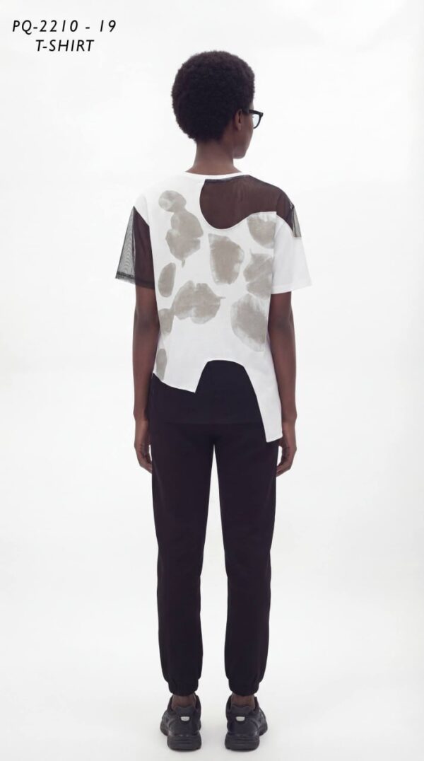 Punk Style Deconstructed Graphic T-Shirt with Mesh