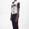 Punk Style Deconstructed Graphic T-Shirt with Mesh
