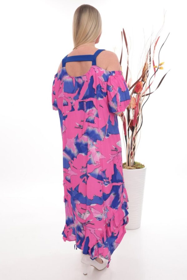 Chain-Strap Cold-Shoulder Abstract Print Dress