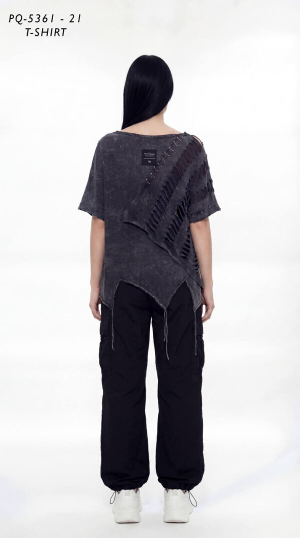 Asymmetrical Distressed Slashed T-Shirt