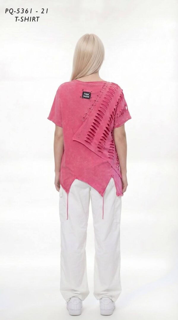 Asymmetrical Distressed Slashed T-Shirt