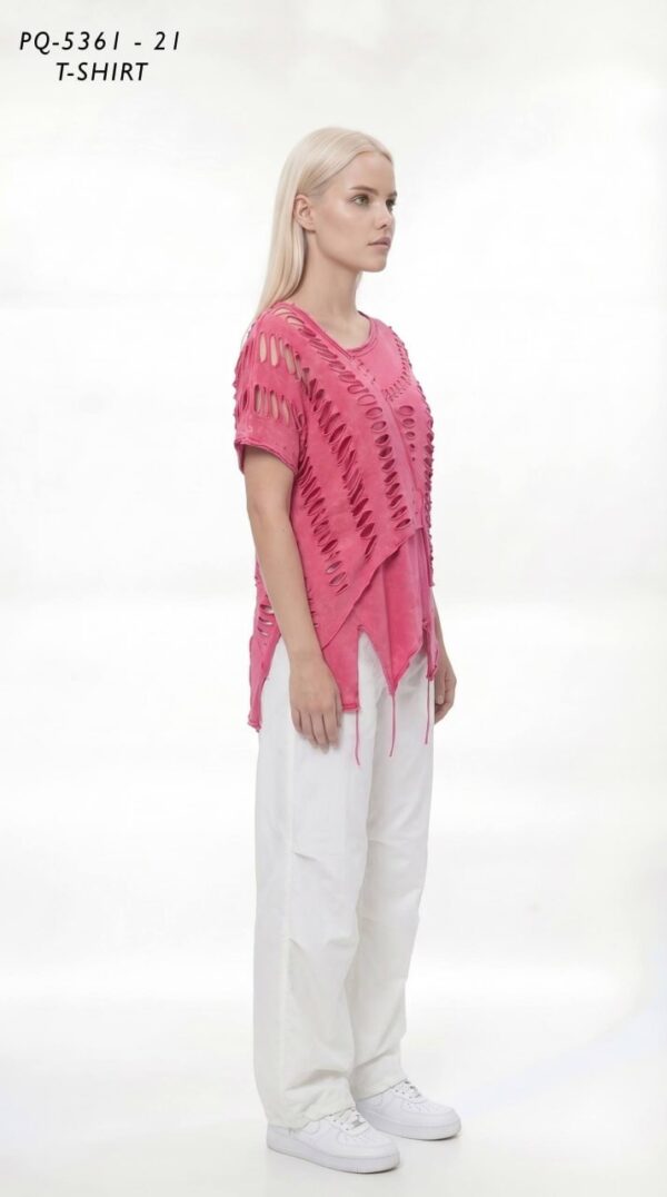 Asymmetrical Distressed Slashed T-Shirt