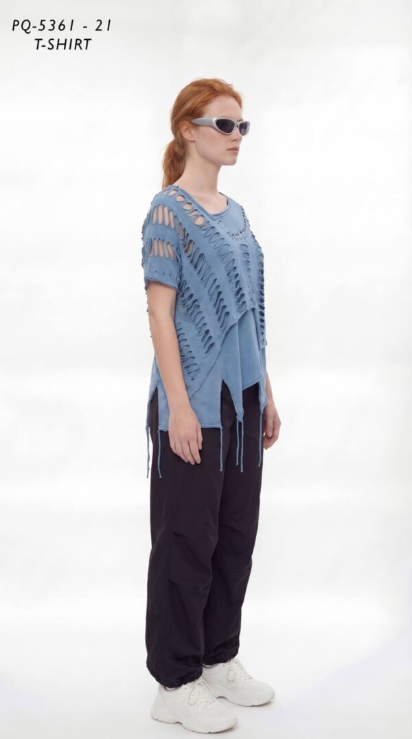 Asymmetrical Distressed Slashed T-Shirt