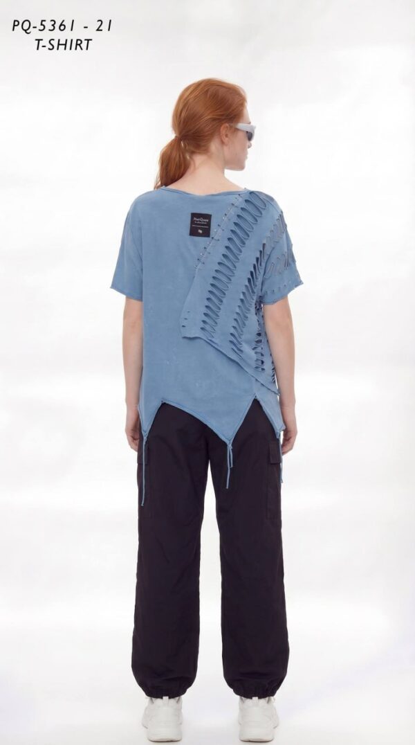 Asymmetrical Distressed Slashed T-Shirt