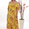 Wholesale Abstract Floral Cold-Shoulder Maxi Dress Wholesale Abstract Floral Cold-Shoulder Maxi Dress
