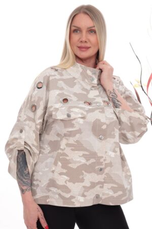 Grommet Detail Camo Utility Jacket