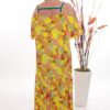 Wholesale Abstract Floral Cold-Shoulder Maxi Dress Wholesale Abstract Floral Cold-Shoulder Maxi Dress