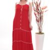Contrast Trim Tiered Maxi Dress