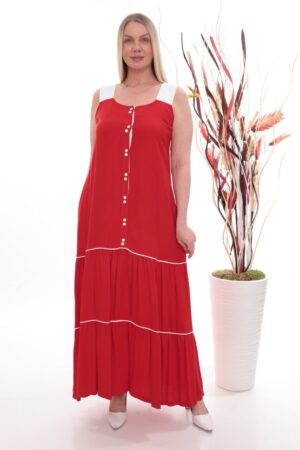Contrast Trim Tiered Maxi Dress