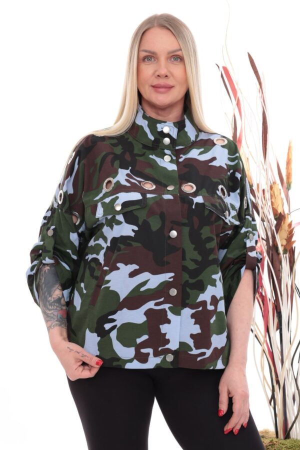 Grommet Detail Camo Utility Jacket