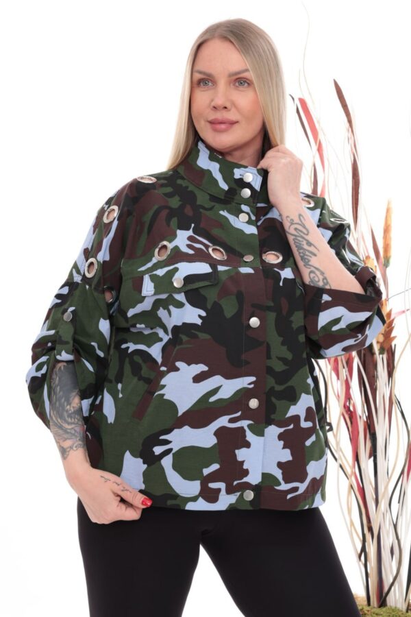 Grommet Detail Camo Utility Jacket