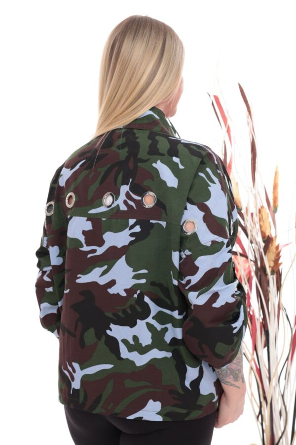 Grommet Detail Camo Utility Jacket