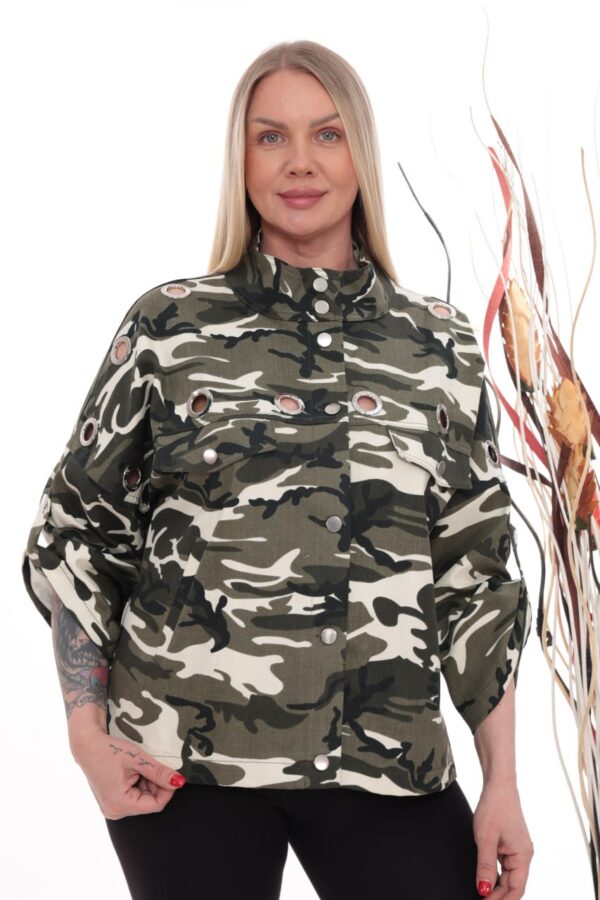 Grommet Detail Camo Utility Jacket
