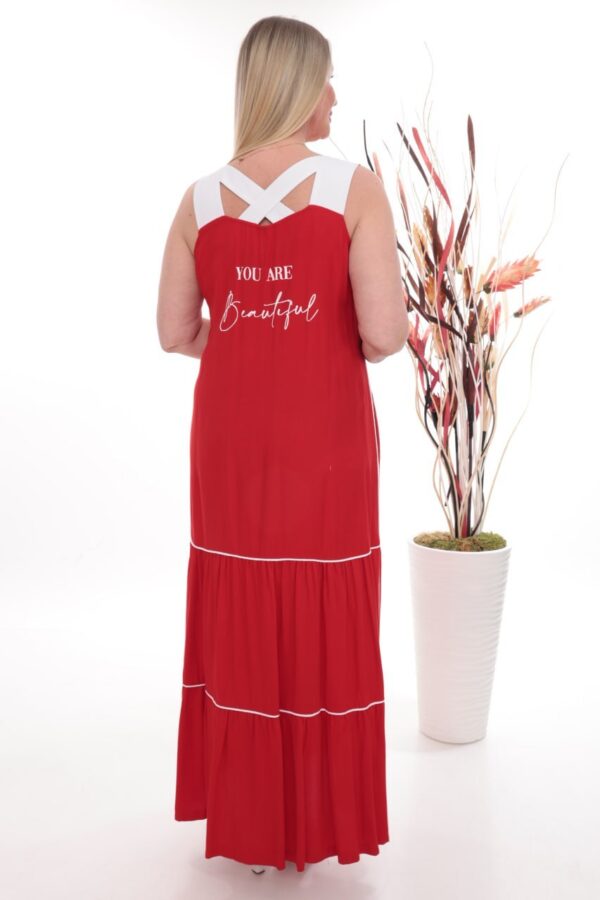 Contrast Trim Tiered Maxi Dress