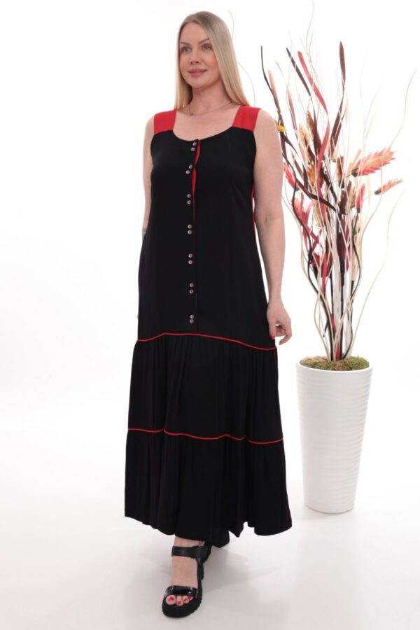 Contrast Trim Tiered Maxi Dress