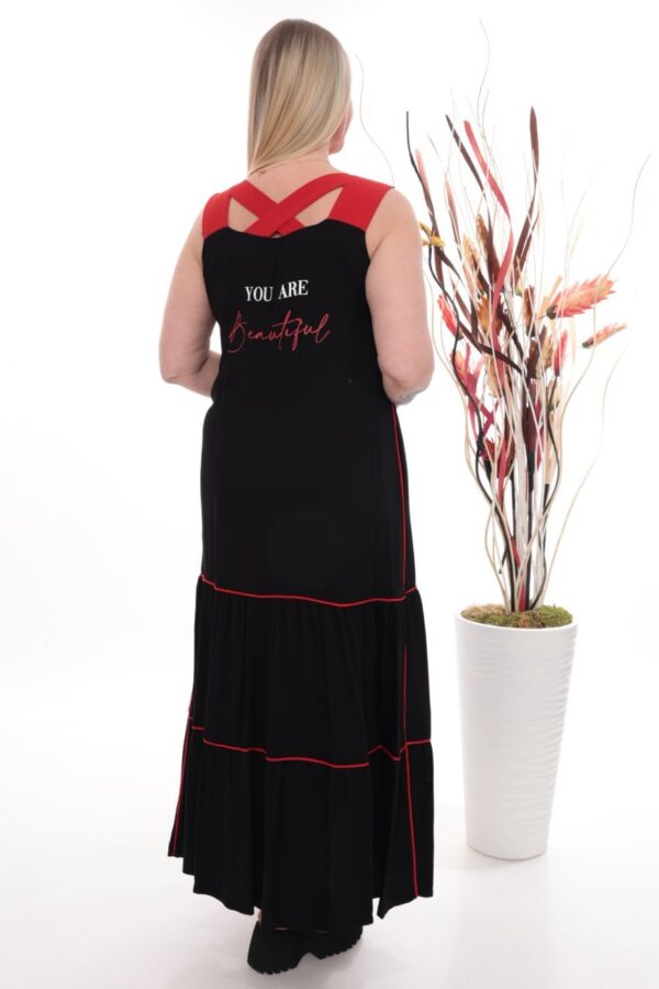 Contrast Trim Tiered Maxi Dress