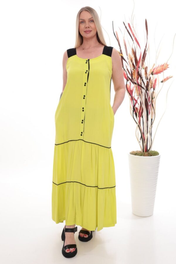 Contrast Trim Tiered Maxi Dress