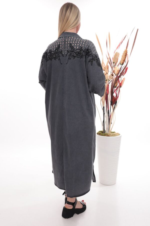 Wholesale Embellished Shoulder Denim Shirt Dress