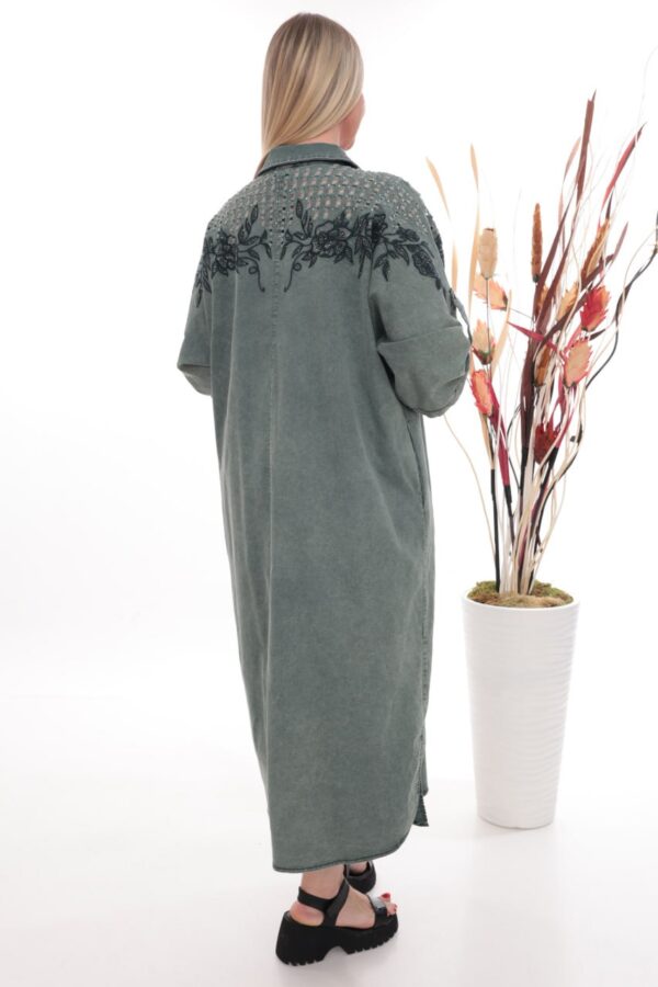 Wholesale Embellished Shoulder Denim Shirt Dress