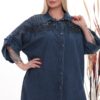 Wholesale Embellished Shoulder Denim Shirt Dress