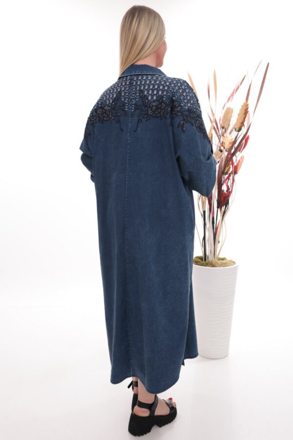 Wholesale Embellished Shoulder Denim Shirt Dress