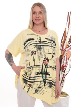 Wholesale Floral Graphic Asymmetrical Tunic Top