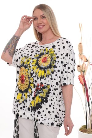Sunflower Sequin Polka Dot Tunic Blouse