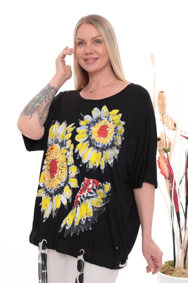 Sunflower Sequin Polka Dot Tunic Blouse