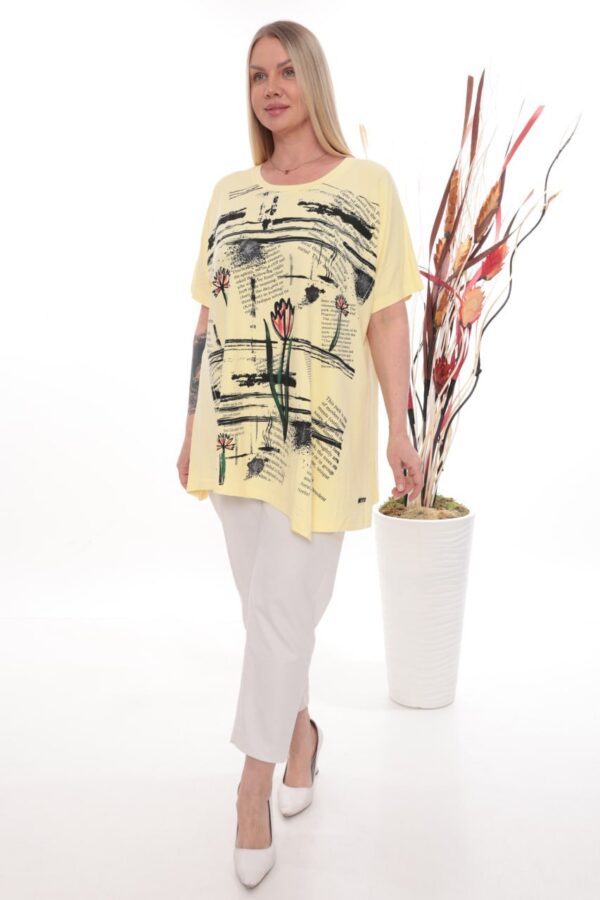 Wholesale Floral Graphic Asymmetrical Tunic Top