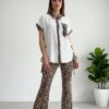 Leopard Print Trim Tunic & Flared Pant Set Leopard Print Trim Tunic & Flared Pant Set