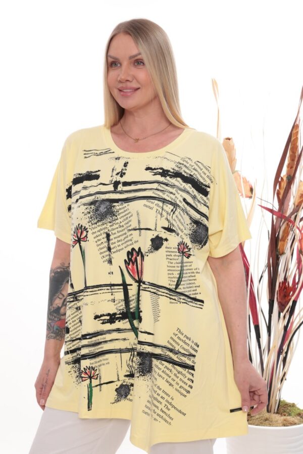 Wholesale Floral Graphic Asymmetrical Tunic Top