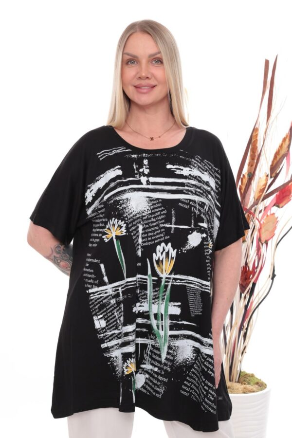 Wholesale Floral Graphic Asymmetrical Tunic Top