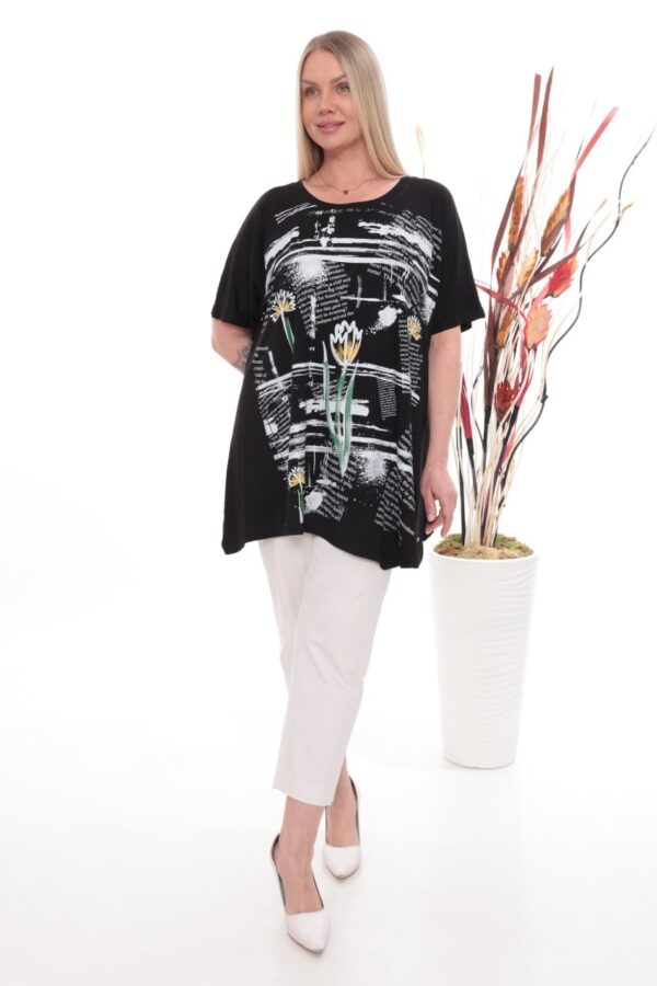 Wholesale Floral Graphic Asymmetrical Tunic Top