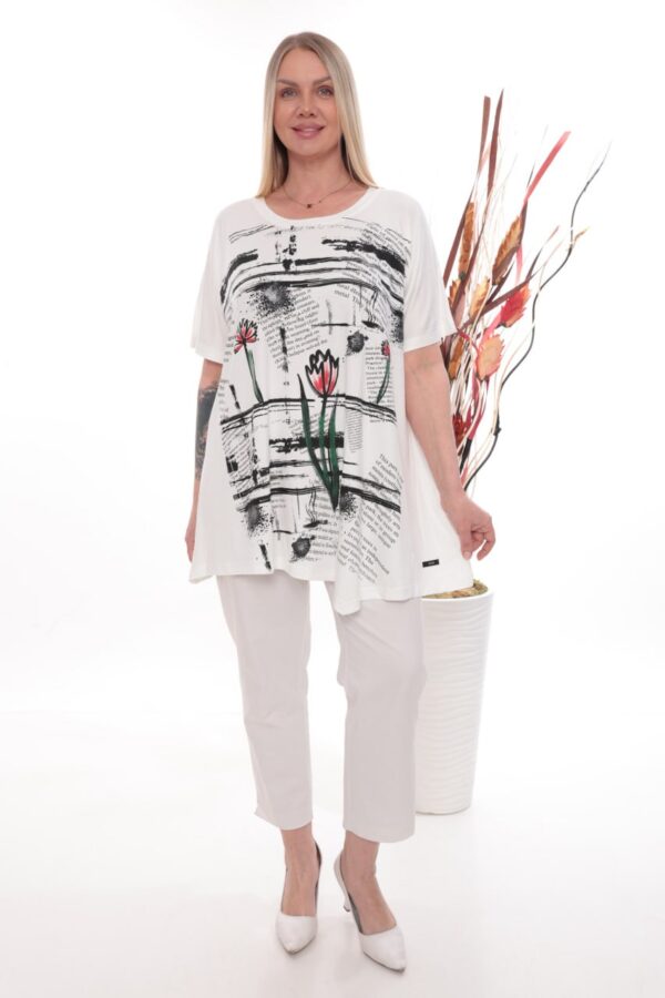Wholesale Floral Graphic Asymmetrical Tunic Top