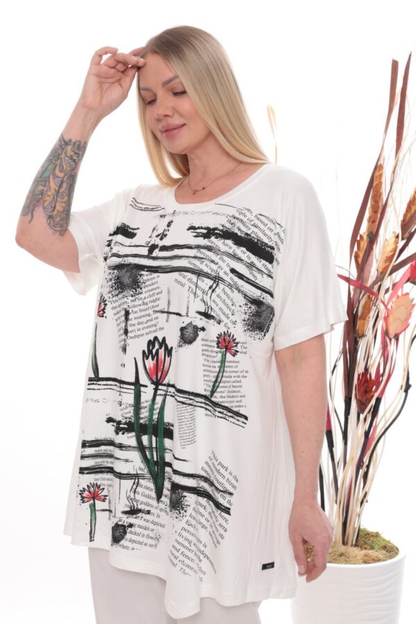 Wholesale Floral Graphic Asymmetrical Tunic Top