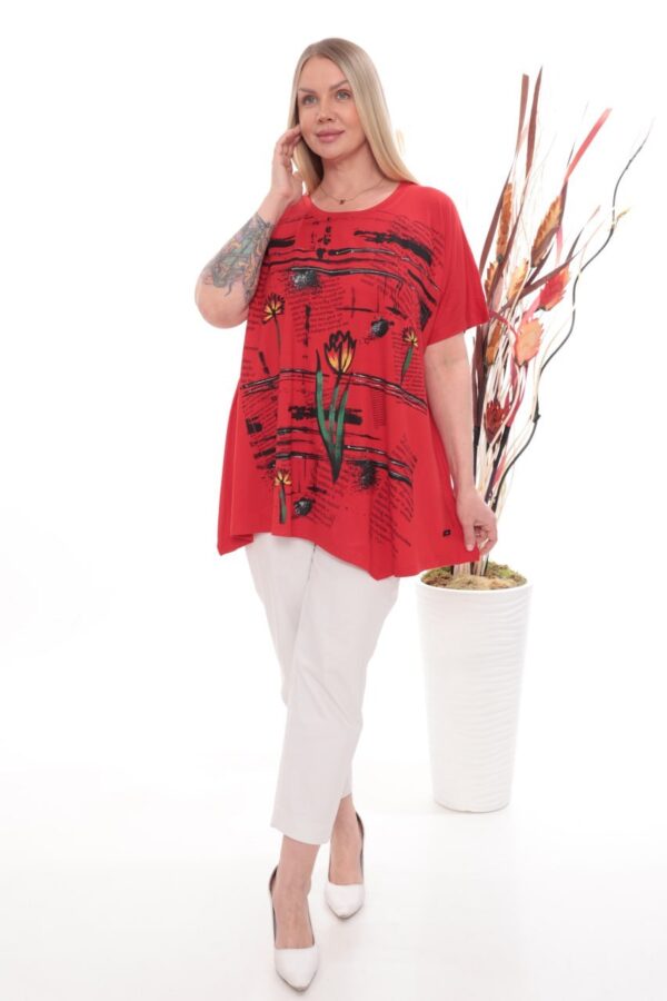Wholesale Floral Graphic Asymmetrical Tunic Top