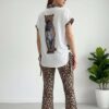 Leopard Print Trim Tunic & Flared Pant Set Leopard Print Trim Tunic & Flared Pant Set