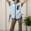 Leopard Print Trim Tunic & Flared Pant Set Leopard Print Trim Tunic & Flared Pant Set