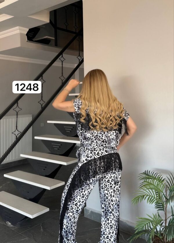 Leopard Print Fringe-Trim Two-Piece Set