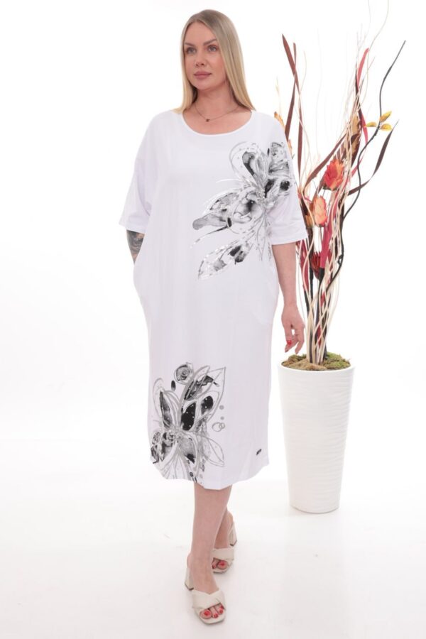 Embellished Graphic Print Tunic Dress