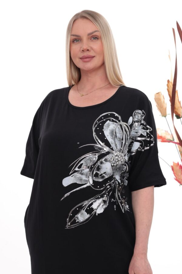 Embellished Graphic Print Tunic Dress