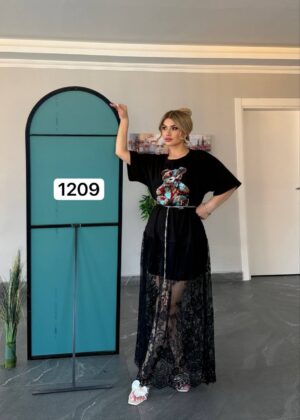 Wholesale Sequin Teddy Bear T-Shirt Dress with Lace Overlay